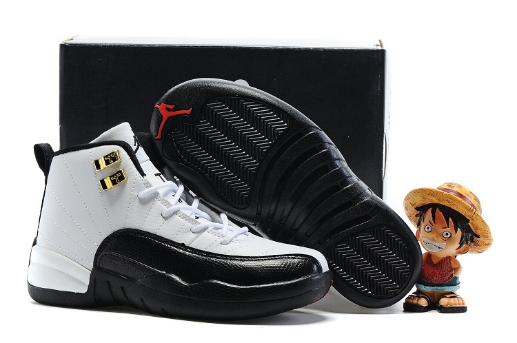 New Jordan 12 White Black Shoes For Kids